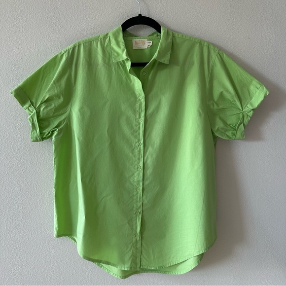 nation LTD katherine pima cotton button up rolled short sleeve shirt - Picture 2 of 7